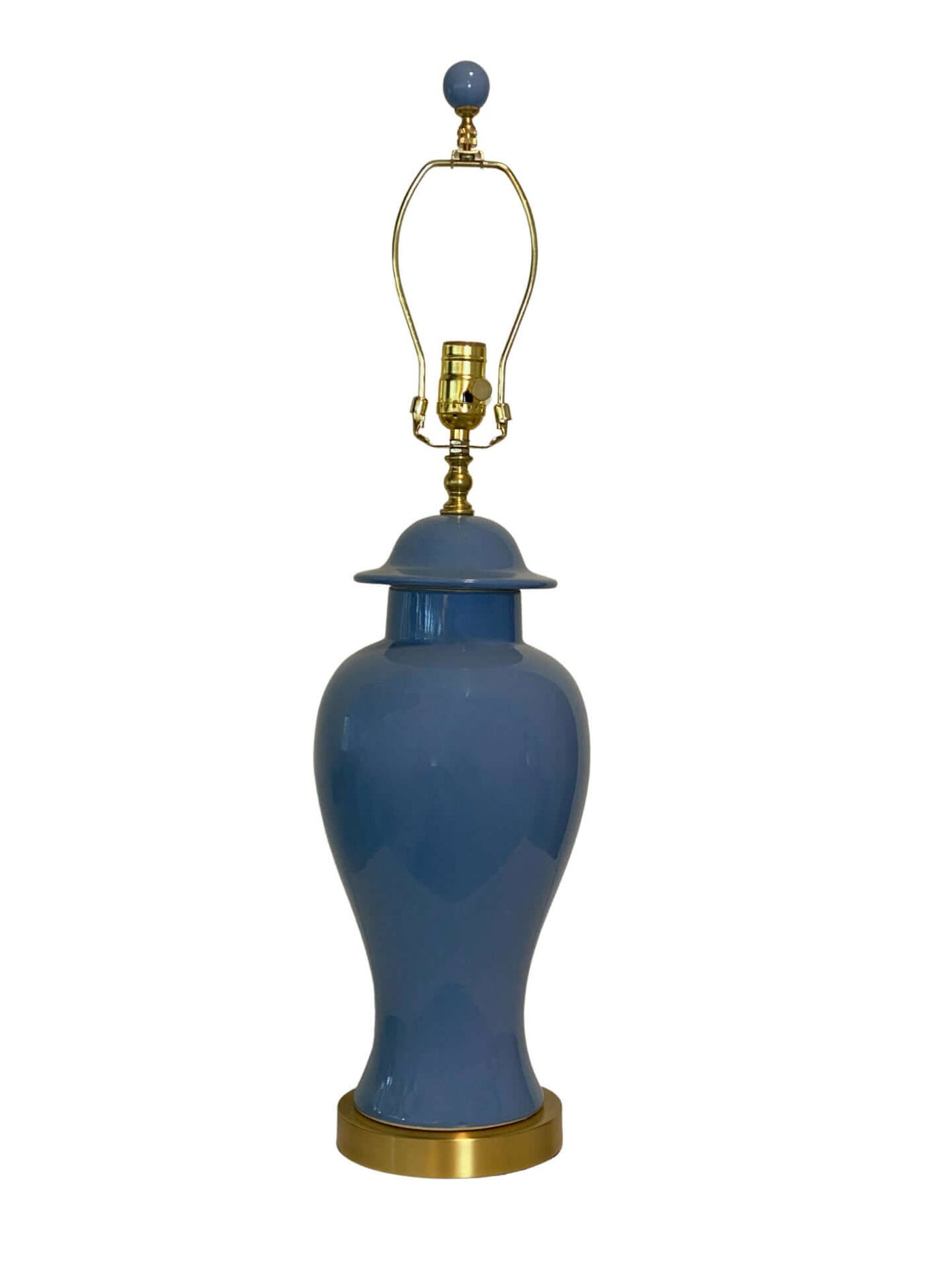 Porcelain Blue Lamp with Sold Brass Base