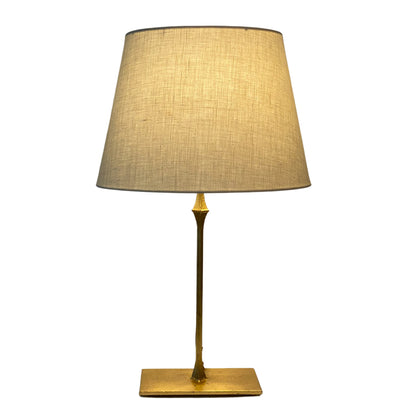 Ivory British Drum Lampshade on Brass Bedside Lamp