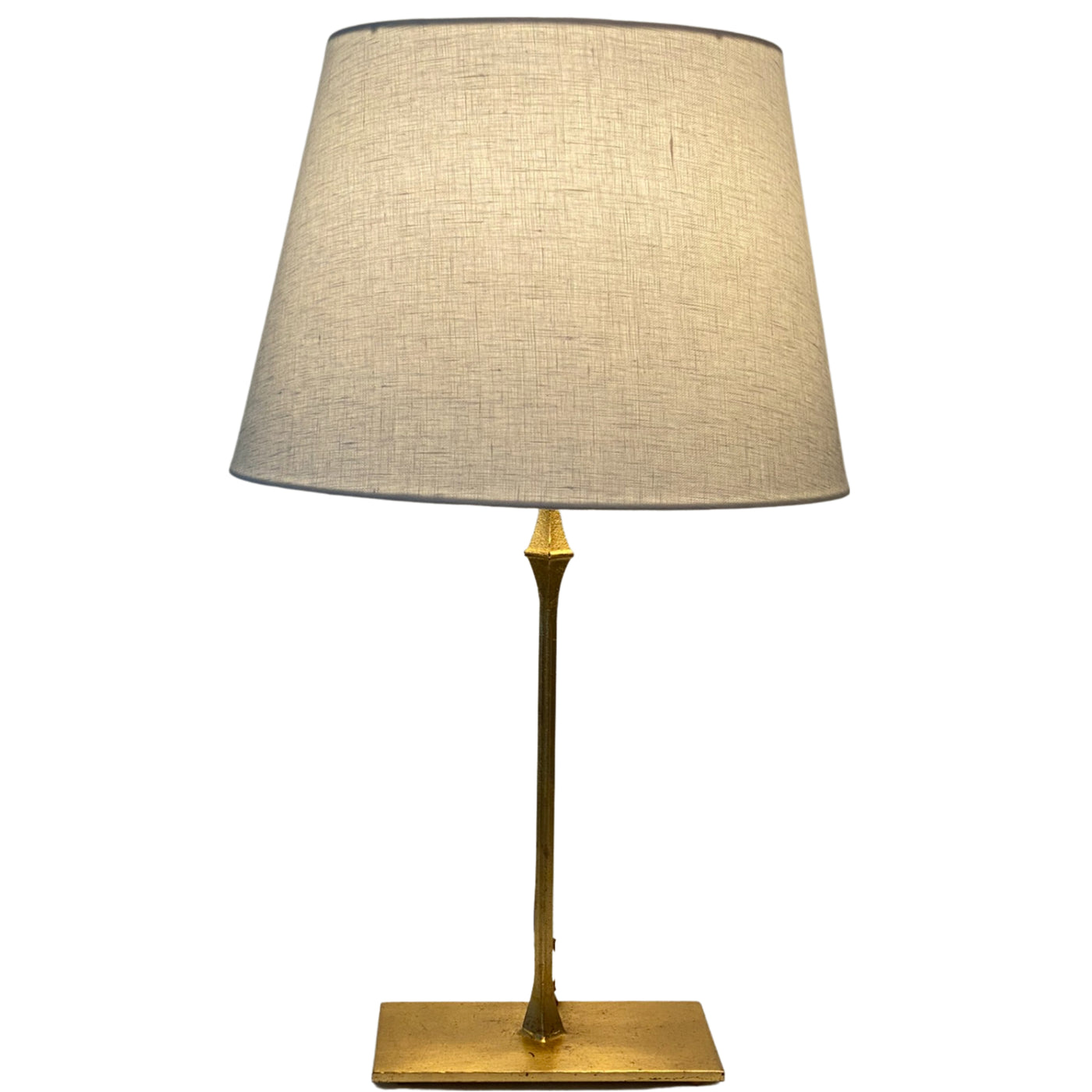 White Linen British Drum Lampshade with a Brass Bedside Lamp