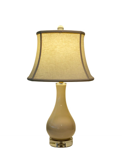 Ivory Linen Square Bell Lampshade and Ivory Lamp