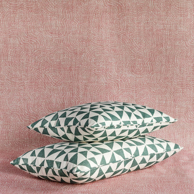 Green and White Oblong Fermoie Cushion