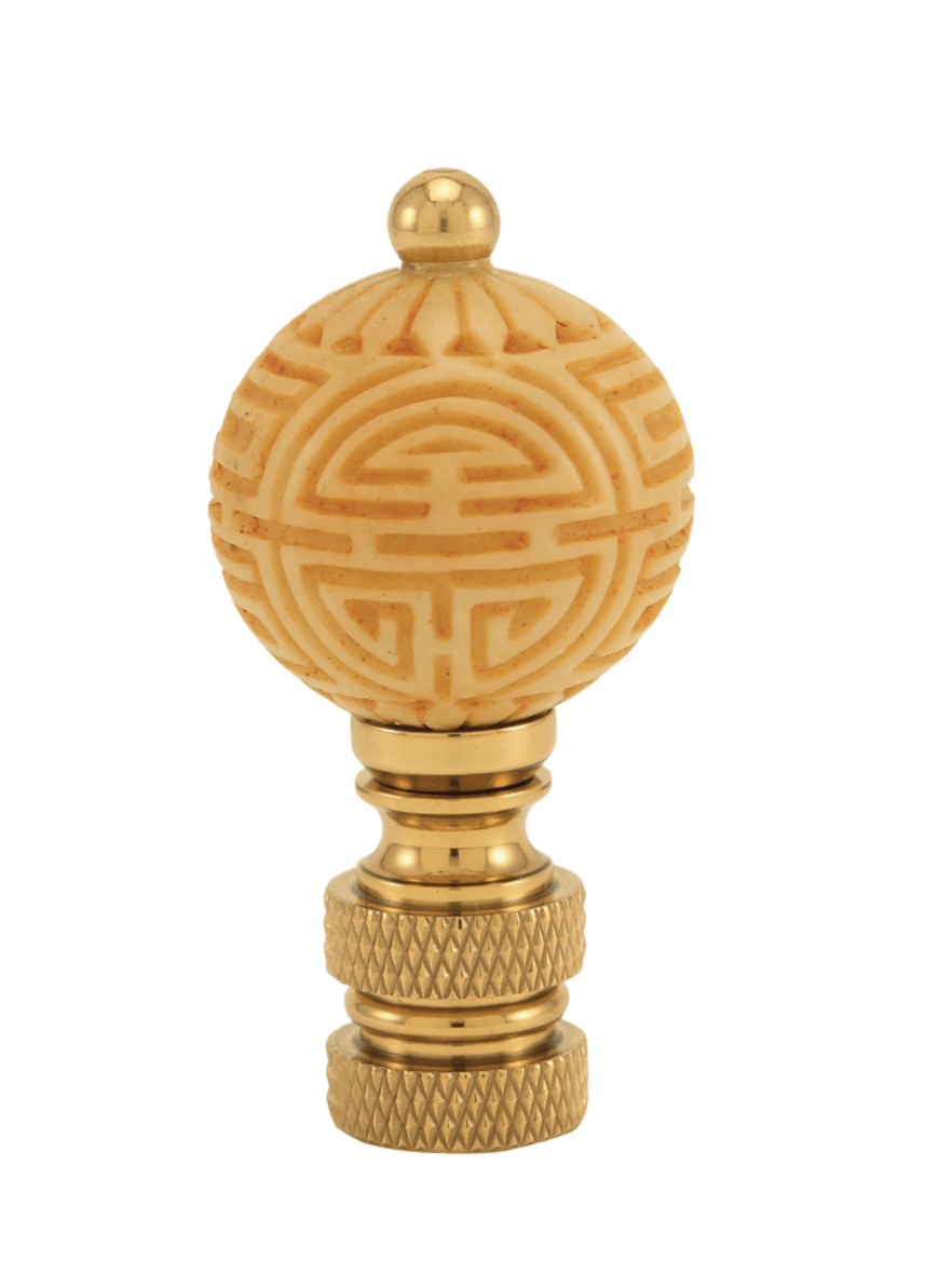 Carved Ivory Faux Cinnabar Ball Finial