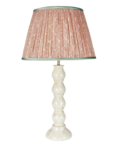 Penny Morrison Pink Diamond Geometric Pleated Silk Lampshade with Mint Trim