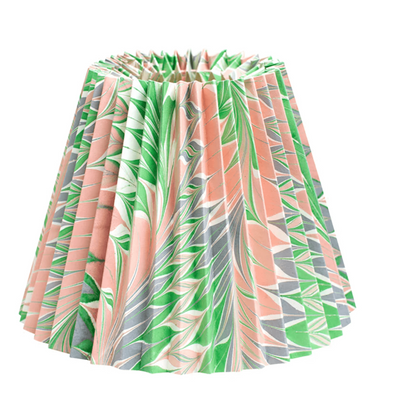 Pink and green marbled paper lampshade