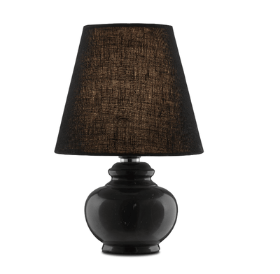 Small Black Table Lamp with Black Shade