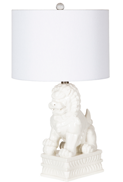 Porcelain White Foo Dog Table Lamp