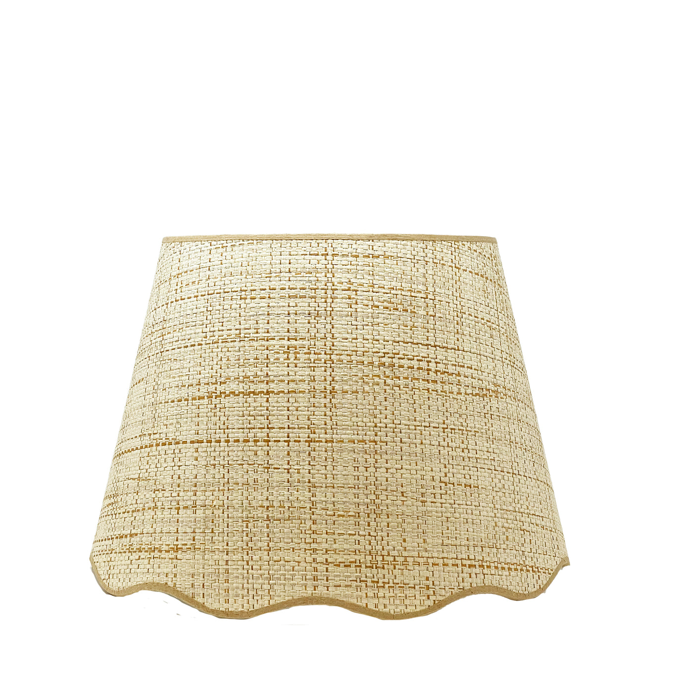 Scalloped Raffia Lampshade with Beige Trim