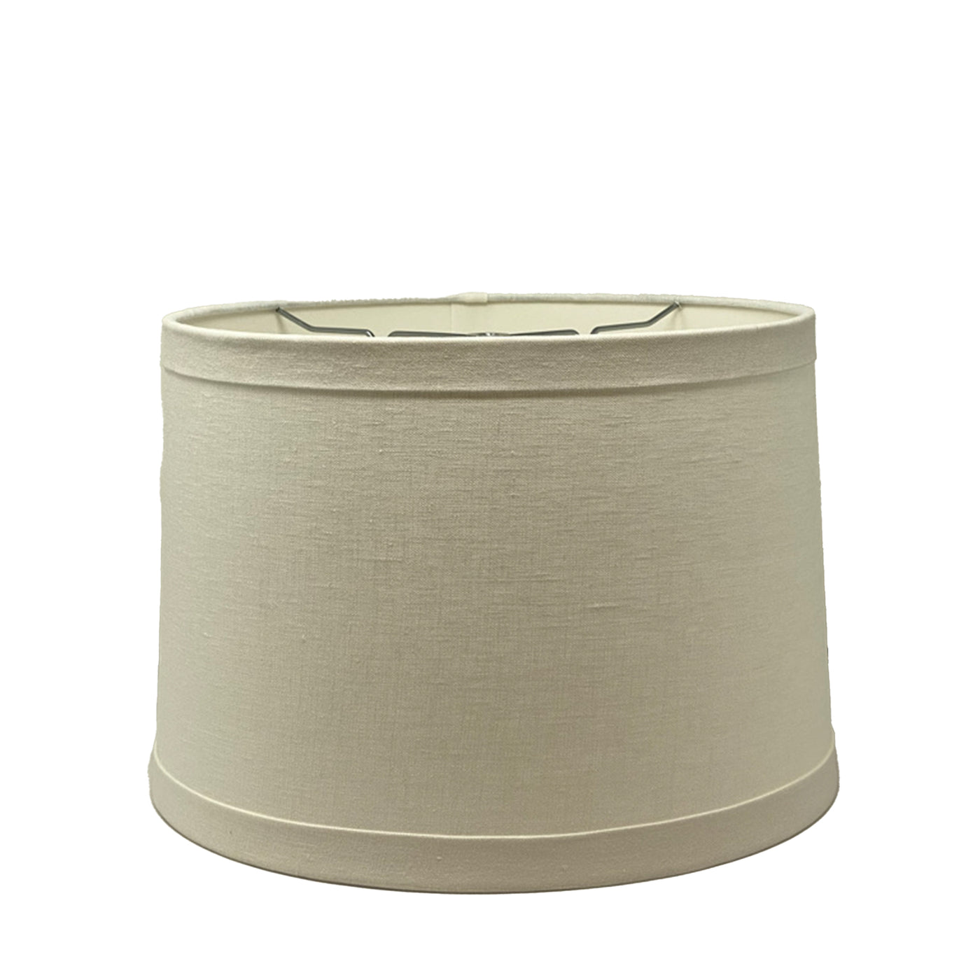 White Linen Banded Drum Lampshade
