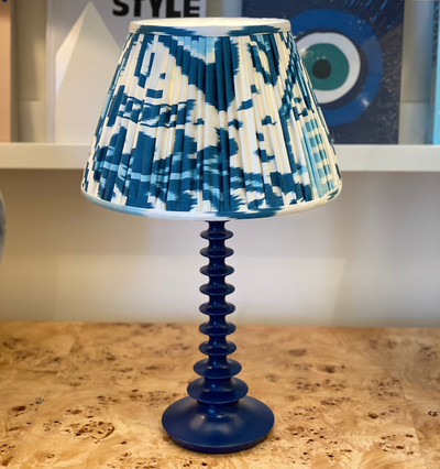 Ikat Lampshade and blue Penny Morrison lamp