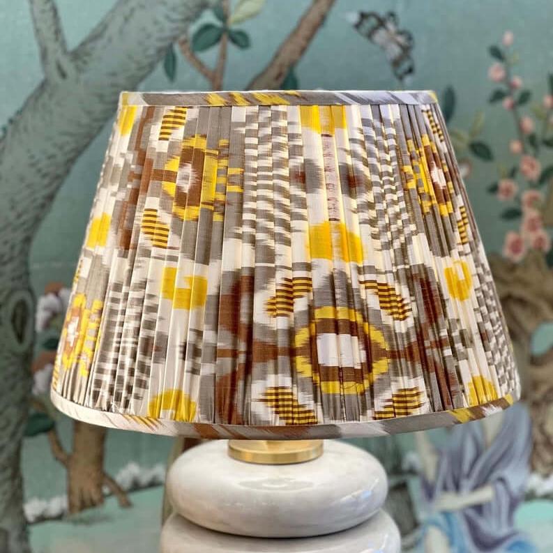 Yellow and Grey Ikat Lampshade and Phoebe Table Lamp