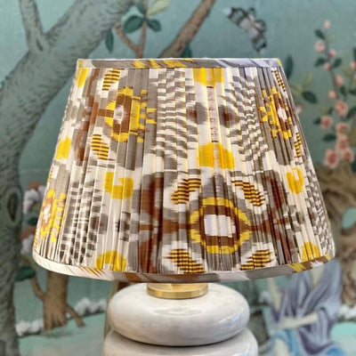 Yellow and Grey Ikat Lampshade and Phoebe Table Lamp