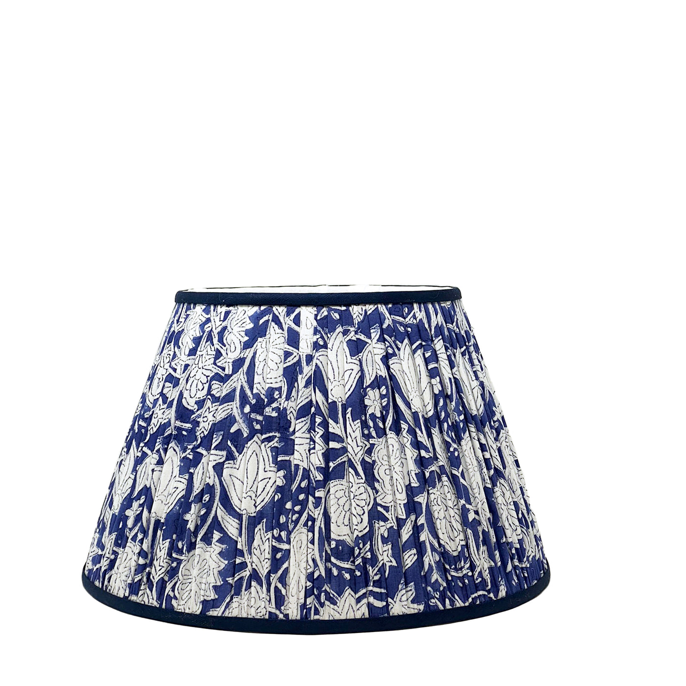 Blue and White Floral Block Print Lampshade