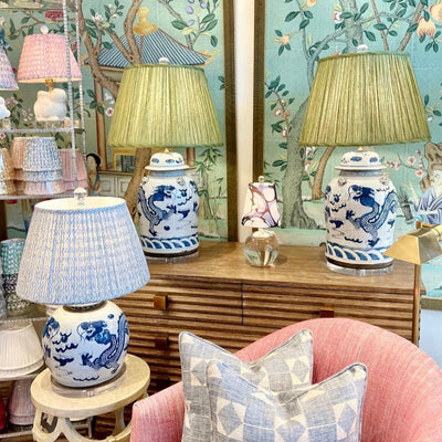 Fermoie Lampshades on Ginger Jar Lamps