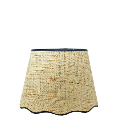 Scalloped Raffia Hardback Lampshade with Navy Trim