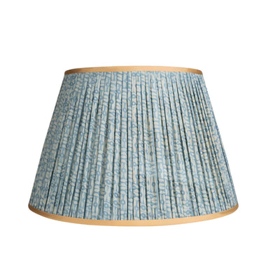 Penny Morrison White on Blue Tribal Pleated Silk Lampshade with Gold Trim