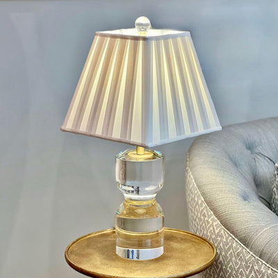silk box pleat lampshade on a crystal lamp