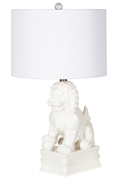 white foo dog lamp